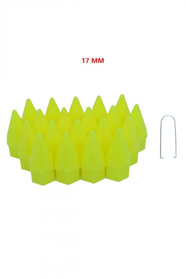 Bijon Kapağı Sivri 17 Mm Fosfor Sarı 20li Set A Kalite - 2