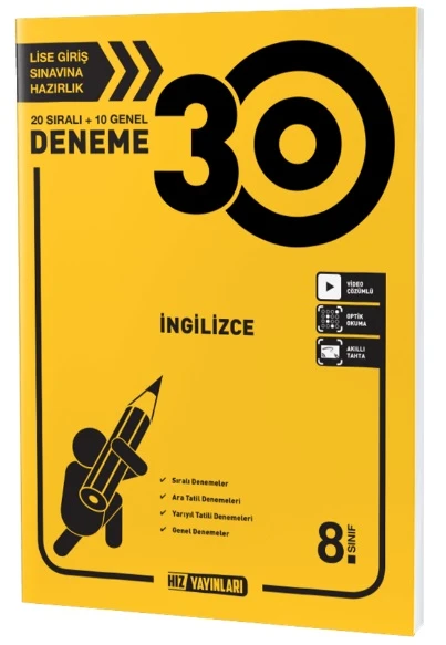 Hız Yayınları 8. Sınıf Lgs İngilizce 30 Deneme Yeni