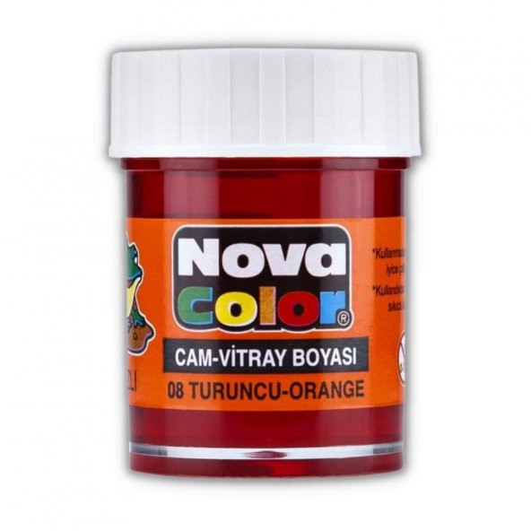 Turuncu Cam Boyası Vitray Boyası 25 ml 1 Adet Nova Color Su Bazlı Turuncu Cam Vitray Boyası 1 Adet 25 ml
