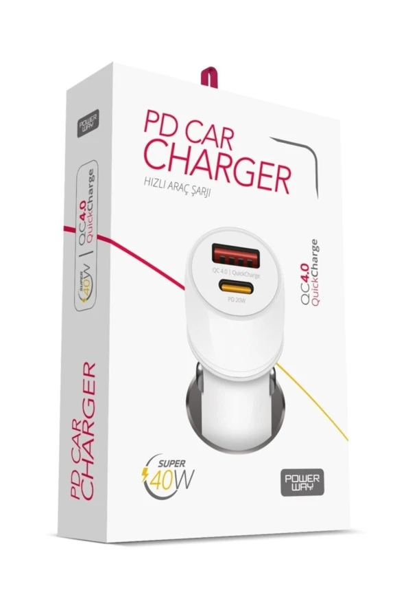 Powerway  40W 5V 4 Amper Type c - Usb Araç Şarj Başlığı