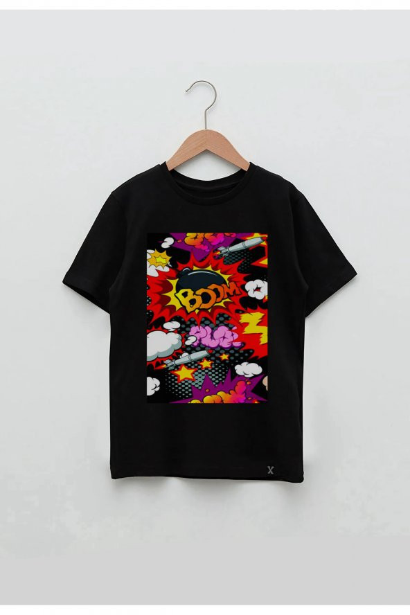 Pop Art Tasarım Baskılı Unisex Çocuk Tişört - 1