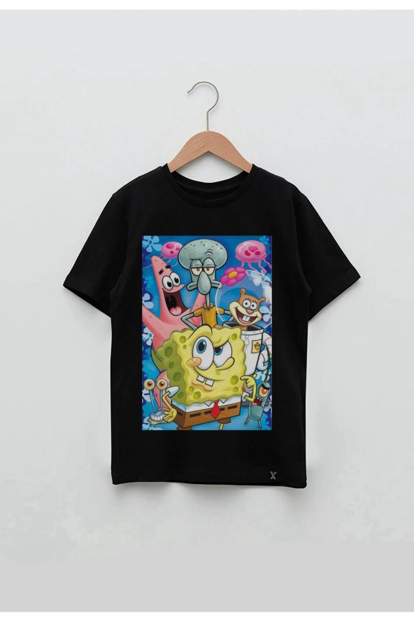 Süngerbob Tasarım Baskılı Unisex Çocuk Tişört