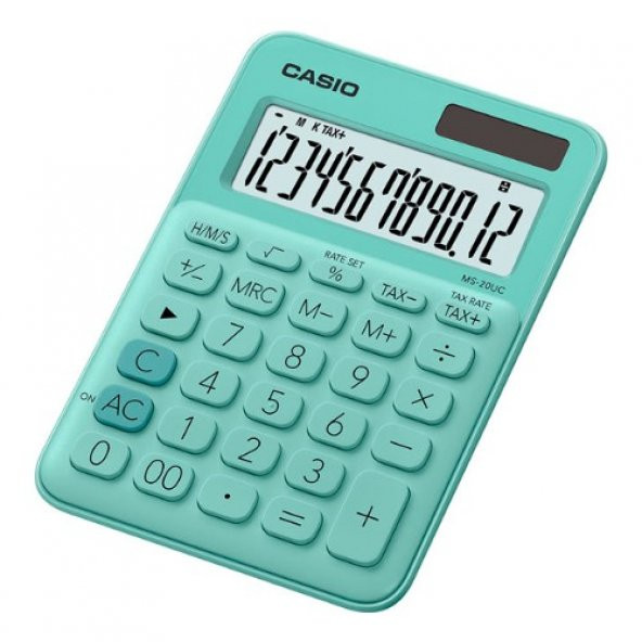 Casio Hesap Makinesi Masa Üstü 12 Hane Yeşil MS-20UC-GN