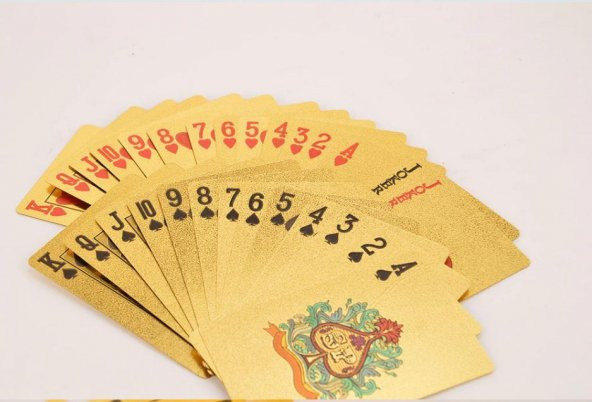 Euro İskambil Kağıdı Poker Oyun Kartları Su Geçirmez Plastik Altın Folyo Havuz oyun kartı - 3