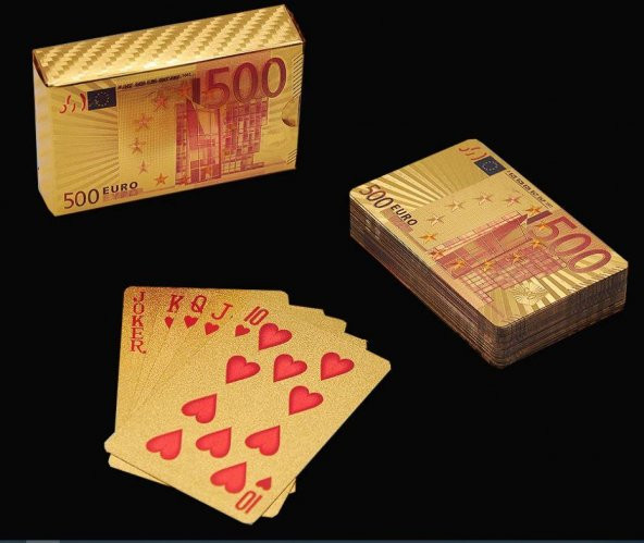 Euro İskambil Kağıdı Poker Oyun Kartları Su Geçirmez Plastik Altın Folyo Havuz oyun kartı - 6