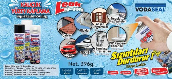 2 ADET Leak Fix Su Geçirmez Sızdırmaz Sprey 396 Gr BEYAZ - 2
