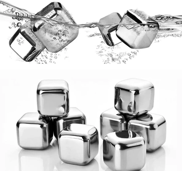 Perlotus 2'li Çelik Metal Viski Taşı Soğutma Buz Küpü Hediye Paketli - 2