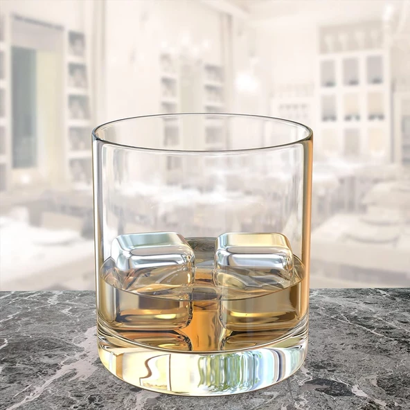 Perlotus 2'li Çelik Metal Viski Taşı Soğutma Buz Küpü Hediye Paketli - 3