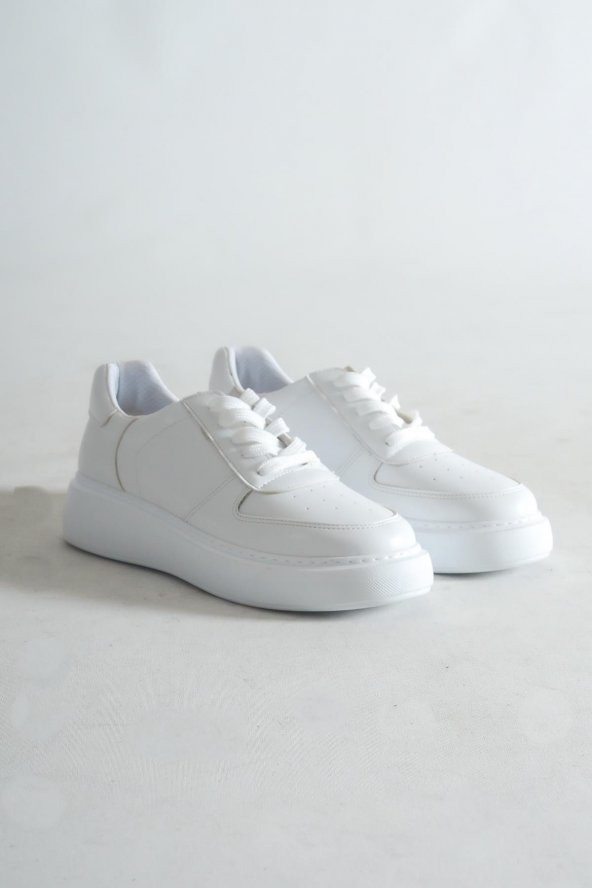 Bayan Beyaz Bağcıklı Sneaker Günlük Spor Ayakkabı Fdn-01