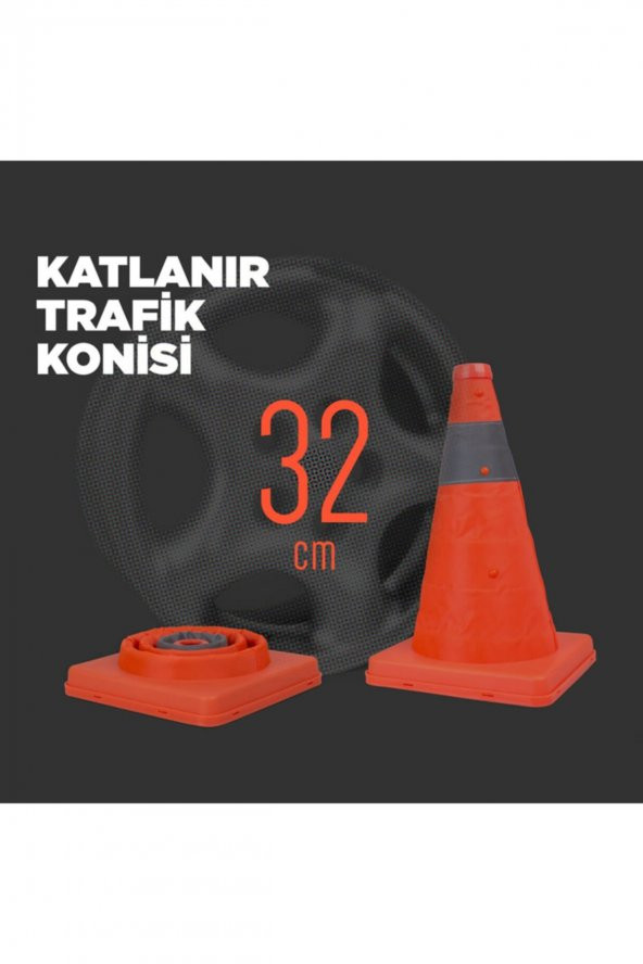 Reflektörlü Katlanır Trafik Konisi 32 Cm (duba)