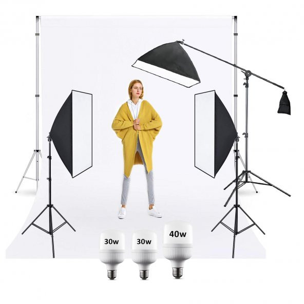 Cazipshop Yemek Çekim Işığı Ürün Çekim Işığı 50x70 Softbox Deveboynu Set