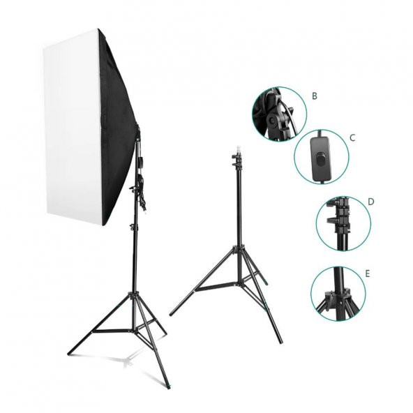 Cazipshop Yemek Çekim Işığı Ürün Çekim Işığı 50x70 Softbox Deveboynu Set - 5