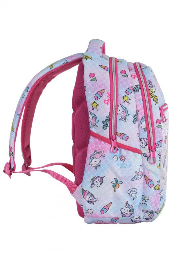 3lü Okul Seti, Mavi Unicorn Desenli İlkokul Çantası + Beslenme Çantası + Kalemlik - 2