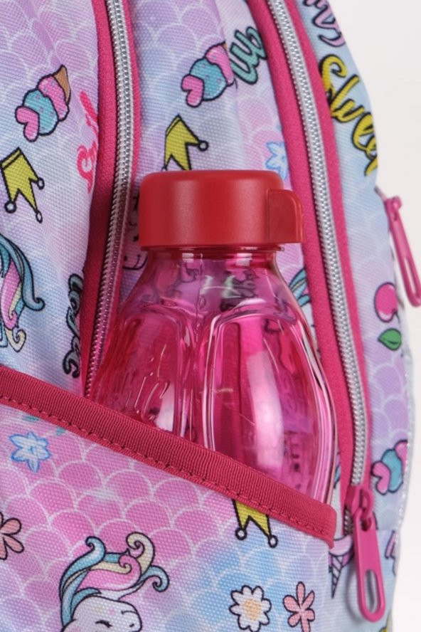 3lü Okul Seti, Mavi Unicorn Desenli İlkokul Çantası + Beslenme Çantası + Kalemlik - 3