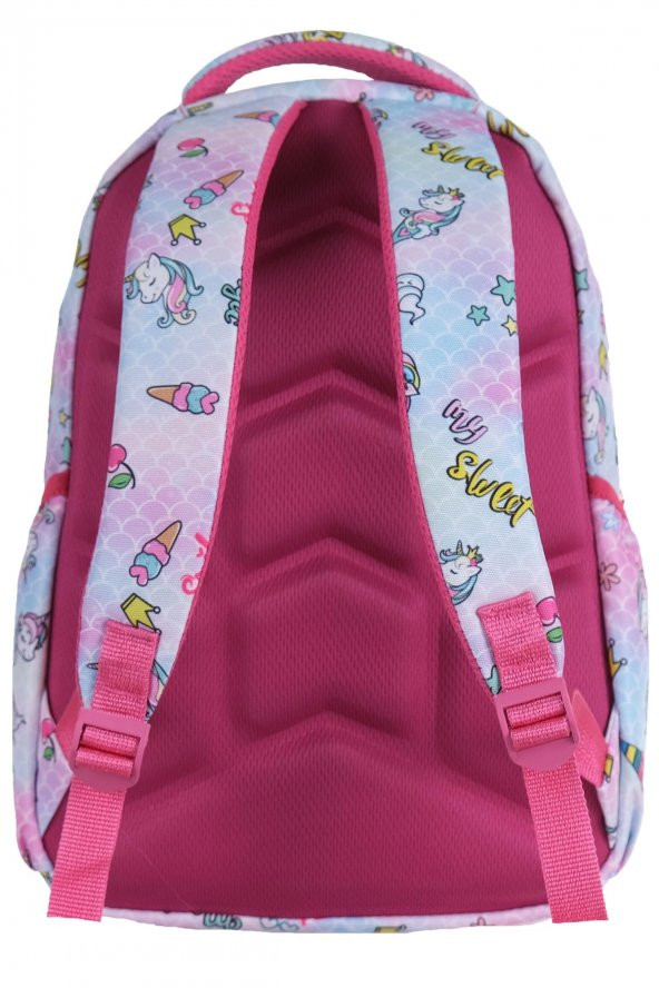 3lü Okul Seti, Mavi Unicorn Desenli İlkokul Çantası + Beslenme Çantası + Kalemlik - 4