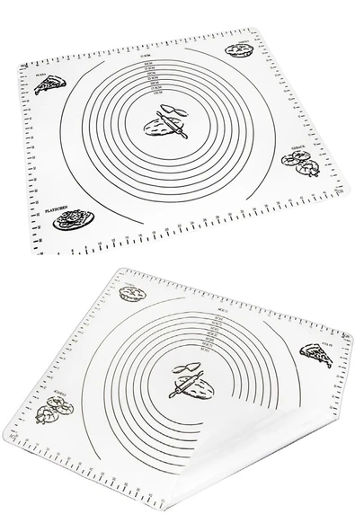 Tilbe Home Silikon Hamur Matı Hamur Açma Pasta Fırın Altlığı Matı Ölçülü Hamur Yoğurma Renkli Büyük Boy 65X45 - 3