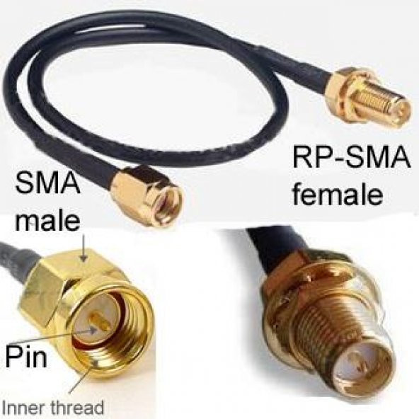 RP SMA Dişi - SMA Erkek Kablo - 50 cm