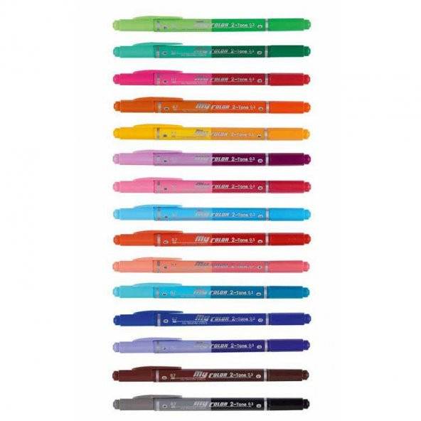 Dong-A My Color 2-Tone Çift Renkli Keçeli 15 Kalem 30 Renk Set