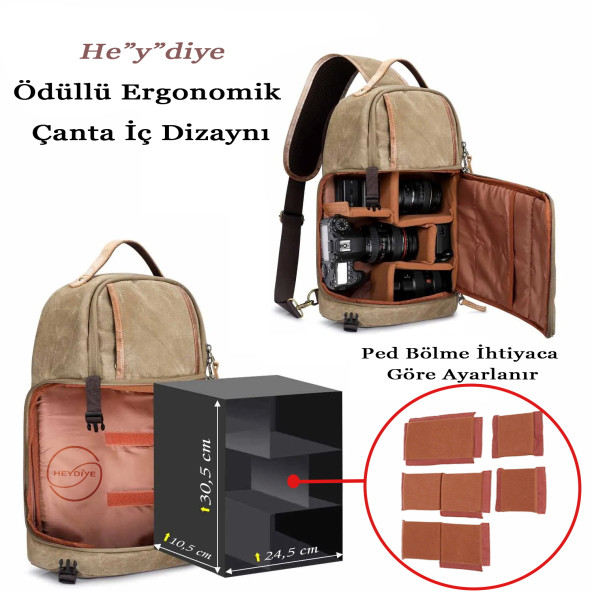 Heydiye Canon ve Nikon Camera Slr Dslr Fotoğraf Makinesi Çantası - 3