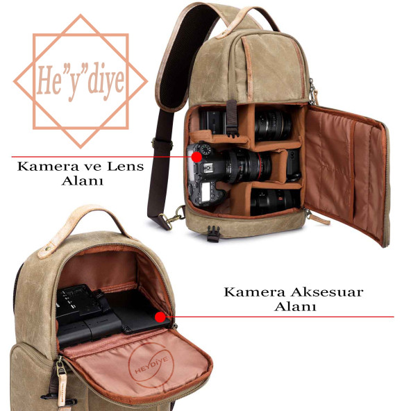 Heydiye Canon ve Nikon Camera Slr Dslr Fotoğraf Makinesi Çantası - 6