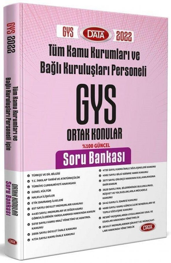 2022 GYS Tüm Kamu Kurumları için Ortak Konular Soru Bankası Data Yayınları