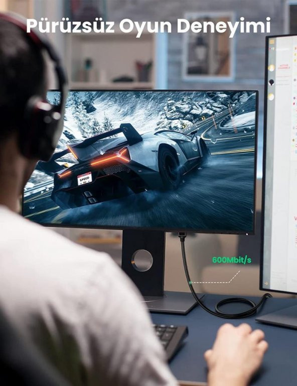 UGREEN Cat7 Esnek Ethernet Kablosu Altın Kaplama 10Gbps 60 - Resim 6