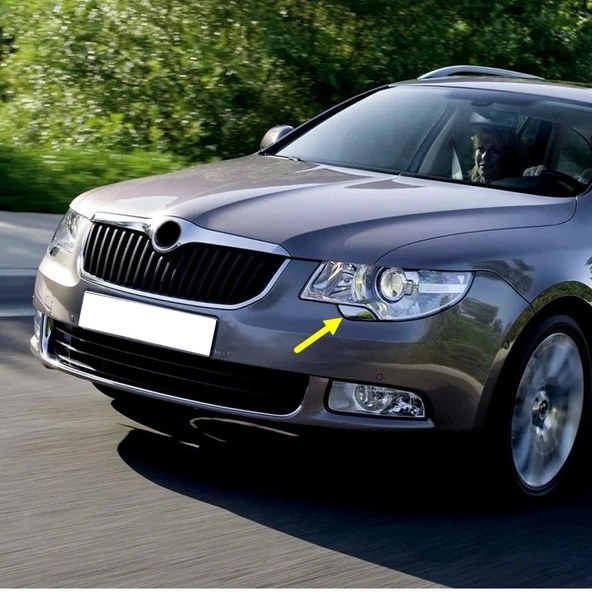 Skoda Superb MK2 2009-2013 Sol Ön Far Yıkama Kapağı Krom 3T0955109A - 1