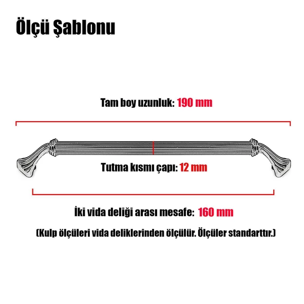 Konak Çekmece Dolap Kapak Kulpu Kulbu 160 mm Metal Kulp - 3