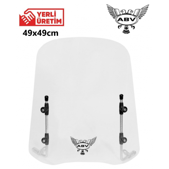 ABV Üniversal Şeffaf Siperlik (49x49 cm) + Bağlantı Ekipmanı (Motosiklet Camı)