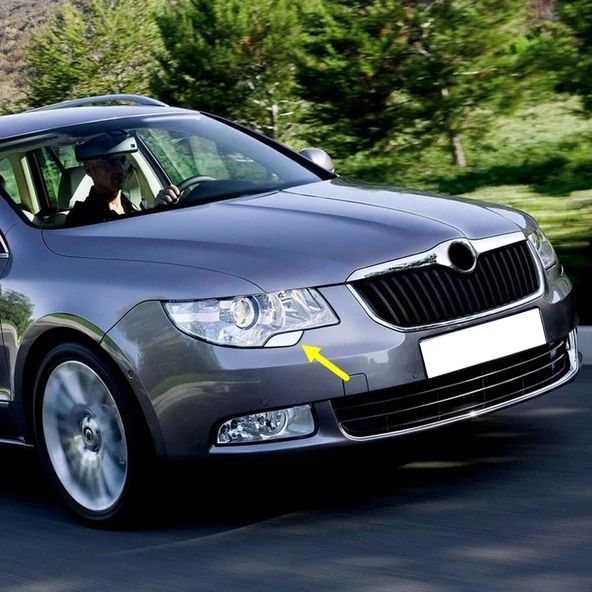 Skoda Superb MK2 2009-2013 Sağ Ön Far Yıkama Kapağı Krom 3T0955110A - 1