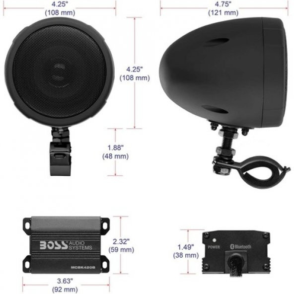 BOSS MCBK420B Motosiklet Bluetooth Hoparlör Sistemi - 4