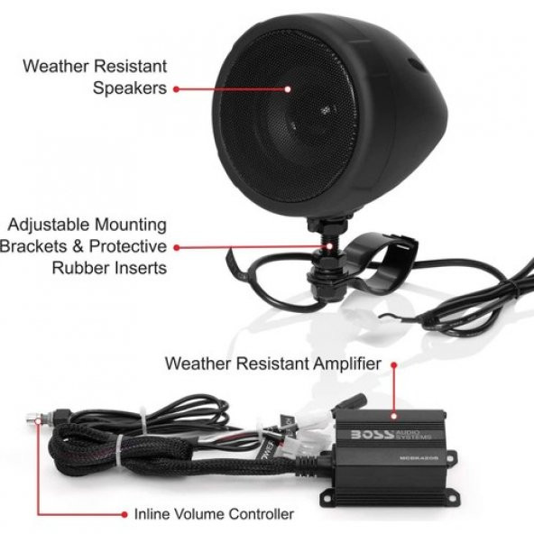 BOSS MCBK420B Motosiklet Bluetooth Hoparlör Sistemi - 5