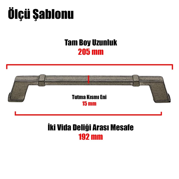 Passage (192 mm-192.2 cm) Eskitme Antik Sarı Metal Mobilya Mutfak Dolabı Dolap Kulpu Kulbu Kulpları - Resim 3