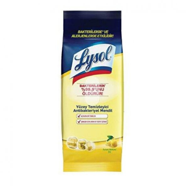 Lysol Yüzey Temizleyici Antibakteriyel Mendil Turunç Bahçesi 72li