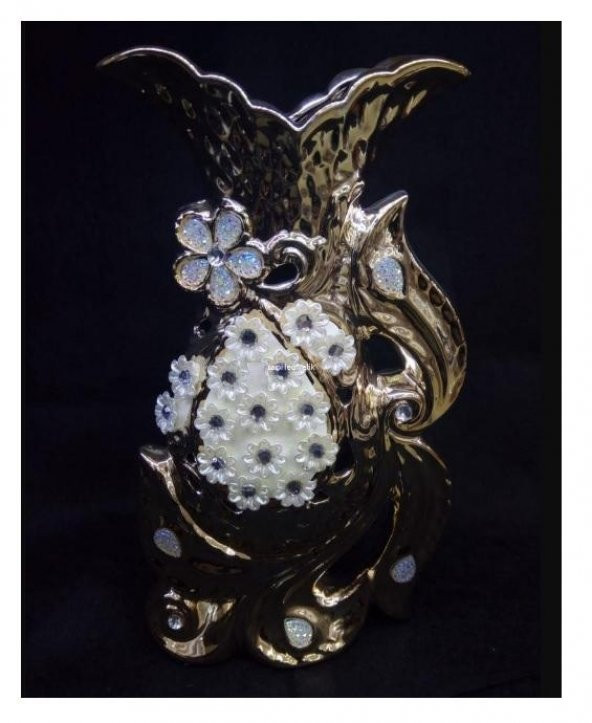 Kumsar KMS 1749 Vazo Çiçekli Altın