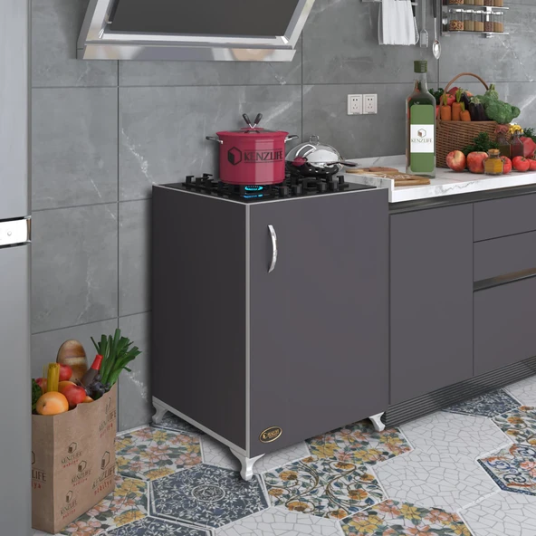 Kenzlife ocak dolabı kamuran gri 85*60*56 hazır mutfak ankastre gömme ocak için arkalıksız - 1