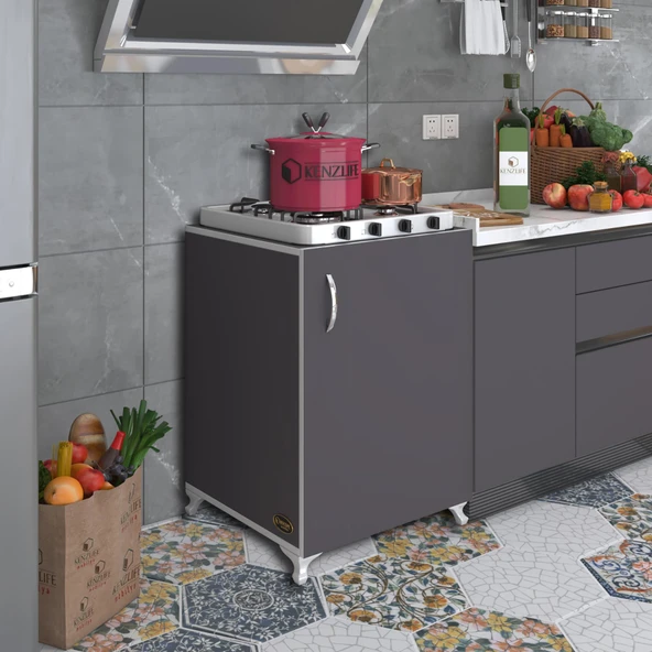 Kenzlife ocak dolabı ahunaz gri 85*60*56 hazır mutfak klasik set üstü ocak için arkalıksız ürün görseli