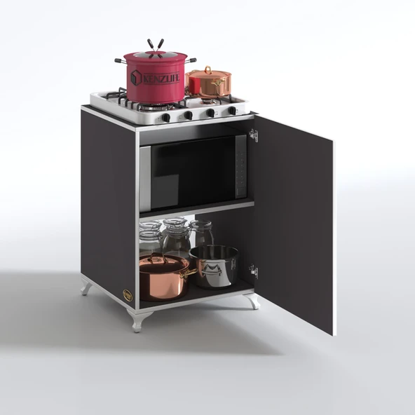 Kenzlife ocak dolabı ahunaz gri 85*60*56 hazır mutfak klasik set üstü ocak için arkalıksız - Resim 2