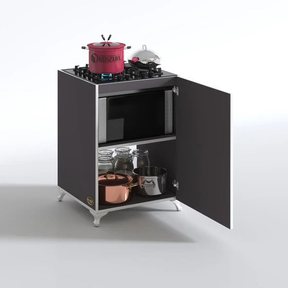 Kenzlife ocak dolabı benek gri 85*60*56 hazır mutfak ankastre gömme ocak için arkalıksız - Resim 2