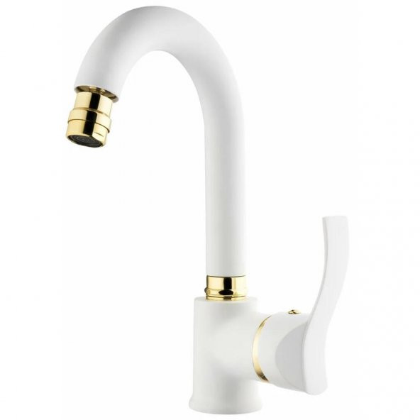 Gms Akdeniz Beyaz Altın Kuğu Lavabo Musluk Bataryası AKD301