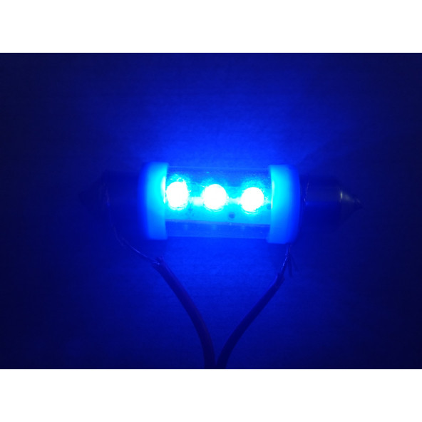 SOFİT LED AMPULU MAVİ 12V 5W (1ADET FİYATI) (3,8cm) PLAKA, TAVAN, İÇ AYDINLATMA