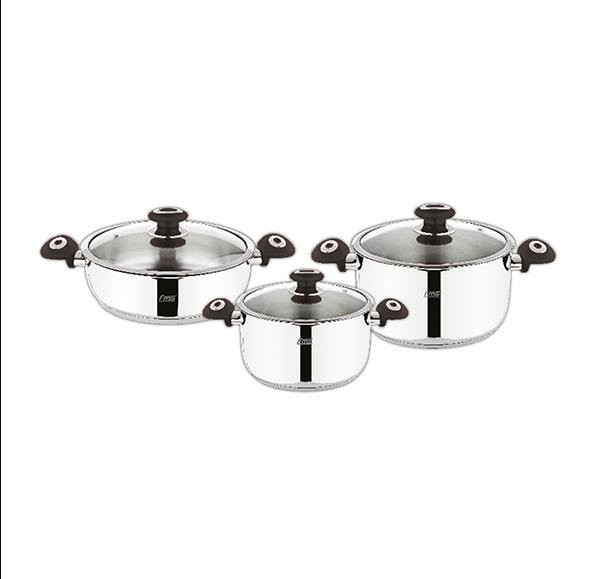 Fms 5013 Eko 6 Parça Çelik Tencere Seti Siyah