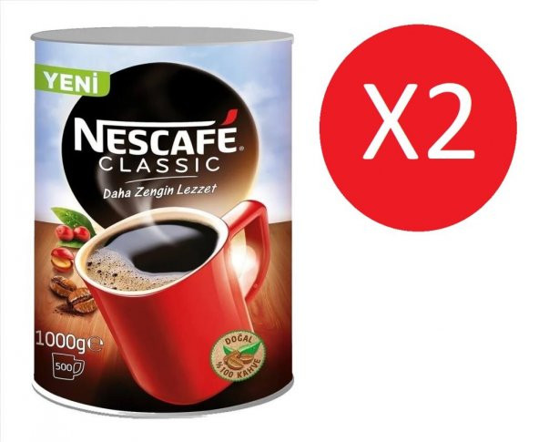 Nescafe Classic 1000 Gr Kahve Teneke Kutu 2 Adet