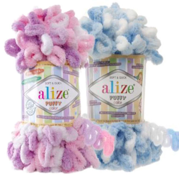 Alize Puffy Color 100gr Ebruli Kadife El Örgü İpi İpliği Yünü