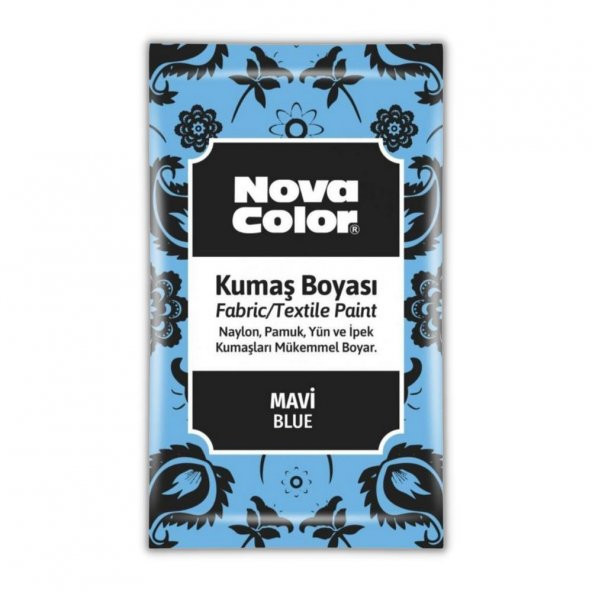 Mavi Kumaş Boyası Toz 12 gr 1 Adet Nova Color Toz Kumaş Boyası Mavi Kot Pantalon Gömlek Tişört Tekstil Kumaş Boyası 1 Adet