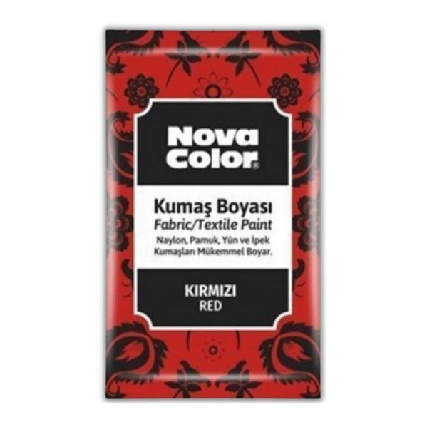 Kırmızı Kumaş Boyası Toz 12 gr 1 Adet Nova Color Toz Kumaş Boyası Kırmızı Kot Pantalon Gömlek Tişört Tekstil Kumaş Boyası 1 Adet