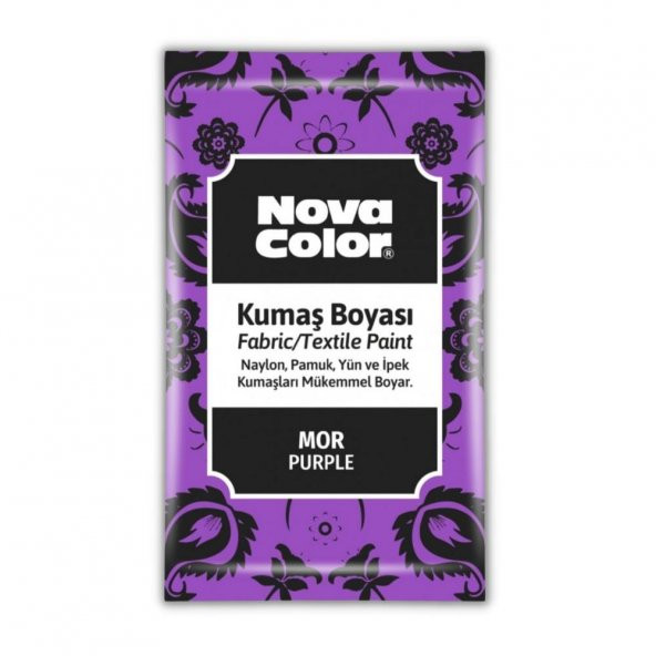 Mor Kumaş Boyası Toz 12 gr 1 Adet Nova Color Toz Kumaş Boyası Mor Kot Pantalon Gömlek Tişört Tekstil Kumaş Boyası 1 Adet