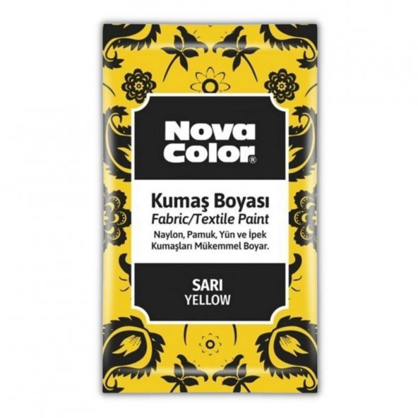 Sarı Kumaş Boyası Toz 12 gr 1 Adet Nova Color Toz Kumaş Boyası Sarı Kot Pantalon Gömlek Tişört Tekstil Kumaş Boyası 1 Adet