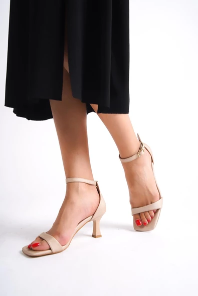 Minimiddle Ten Rengi Tek Bantlı Kadeh Topuk Ayakkabı - Resim 3