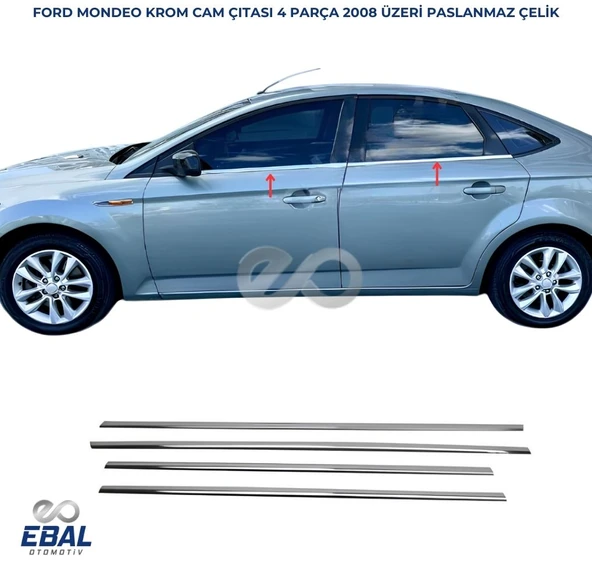 Ford Mondeo Krom Cam Çıtası 4 parca 2008 Üzeri Paslanmaz Çelik ürün görseli